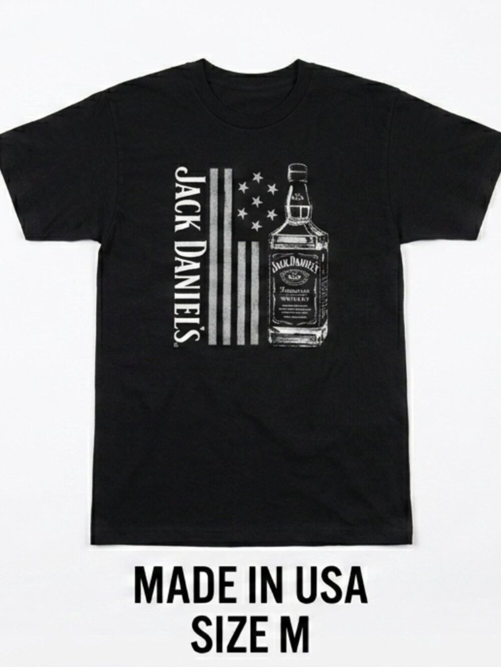 Jack Daniel's American Flag Graphic Tee | Men's Size Medium | Black Cotton